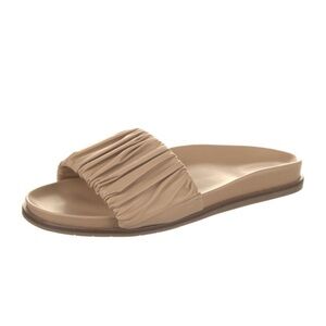 Aquatalia Women's Nude Beige Pleated Slide Sandals - Leather - Incl. dust bag